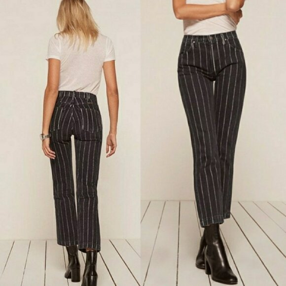 Reformation Denim - Reformation Roper Smart Ass Jeans High Rise Crop Sulu Pinstripe Size 26